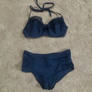 High waisted navy bikini bottoms 🌞